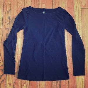 J. Crew dark blue boat neck long sleeve tee!